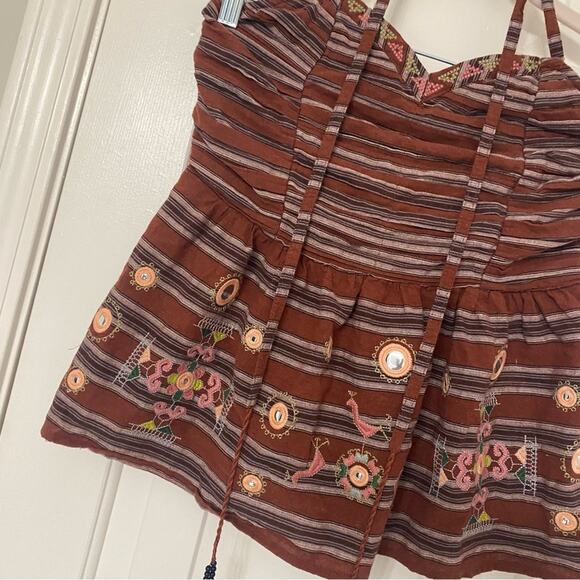 ALTAR’D STATE • Embellished Embroidered Tassel Boho Halter Corset Top - Picture 4 of 9